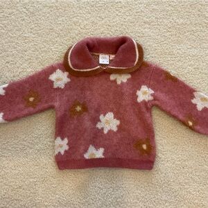 Zara Kids Floral Knit Sweater - Pink and Brown